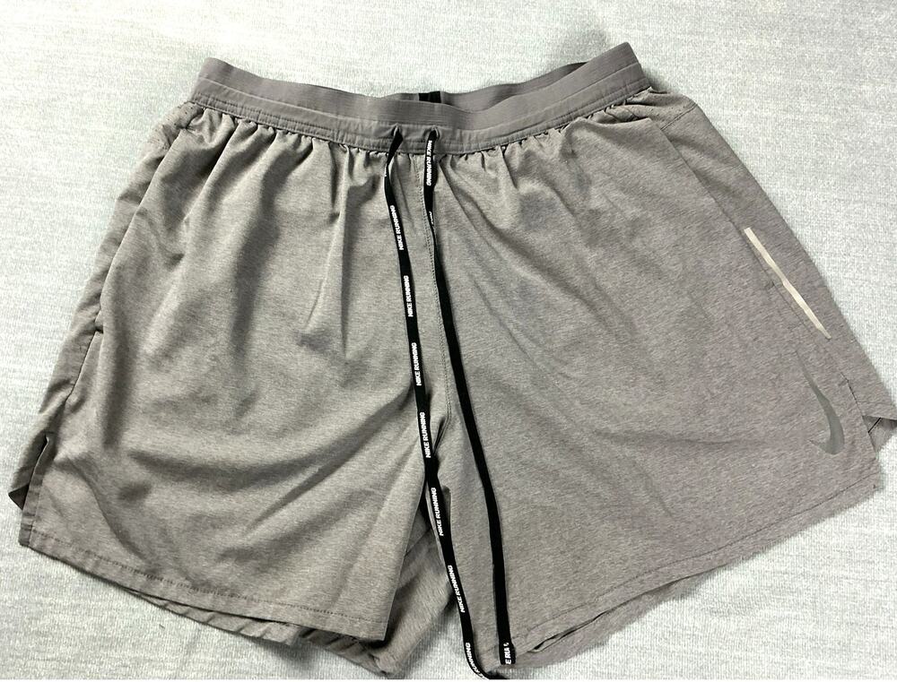 Nike Stride 5" Brief-Lined Running Shorts Size L Heather Gray